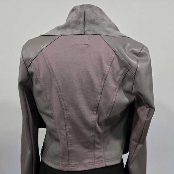 🐢 KUT from Kloth,  Gray faux leather drape front jacket 🧥 Size Small VG - Picture 5 of 15